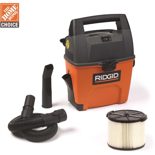 3 Gal. 3.5-Peak HP Portable Vacuum with Built-in Dust Pan Filter Expandable Hose and Car Nozzle